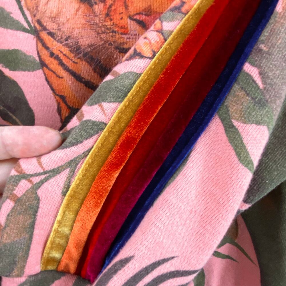 Aviator Nation Sweatshirt Size XL Pink Tiger Jungle Velvet Stripes - Picture 3 of 8